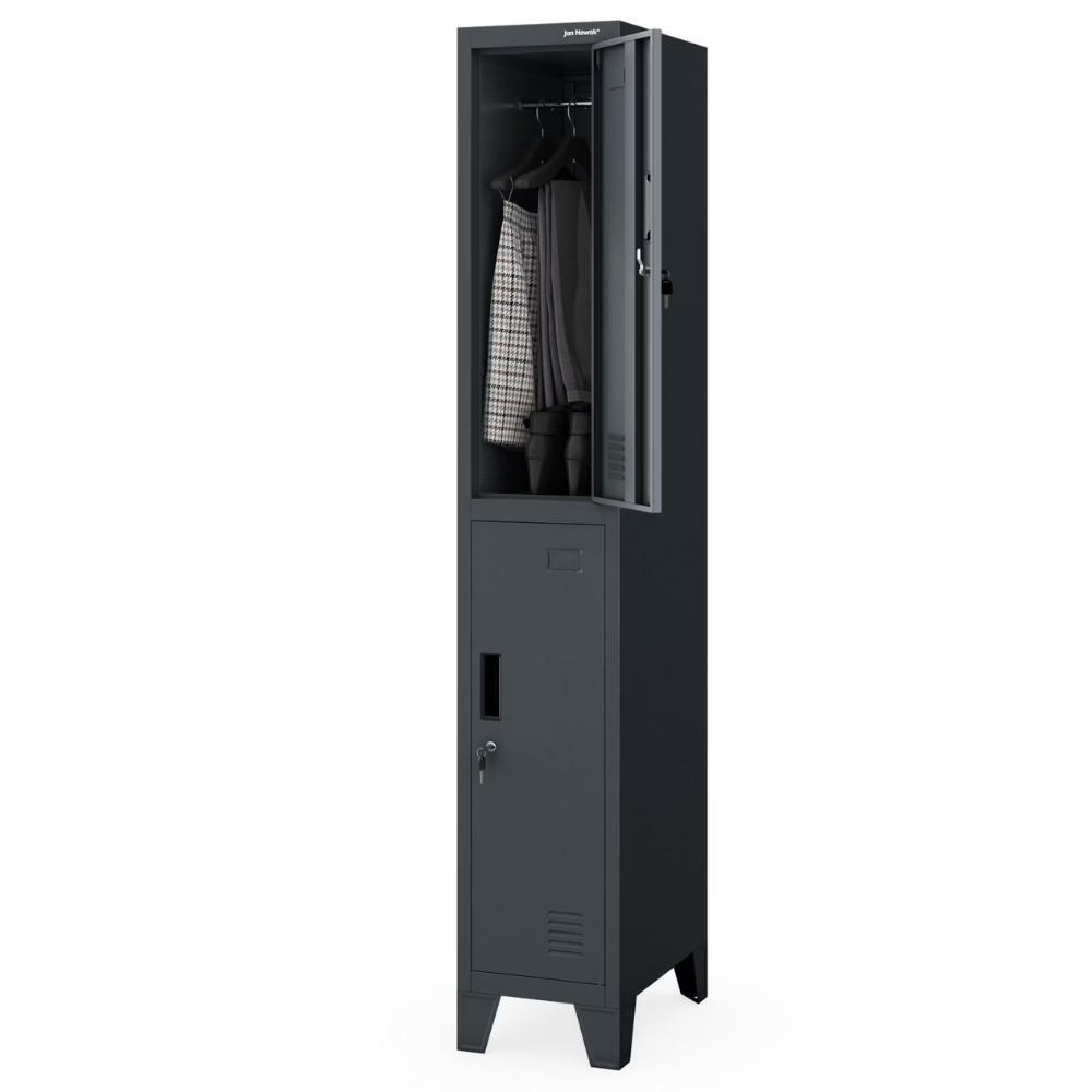 UMKLEIDESCHRANK Spind BARTEK 2 Abteile 172x29,2x45cm Anthrazit - Anthrazit, Metall (29.2/172/45cm) - Jan Nowak