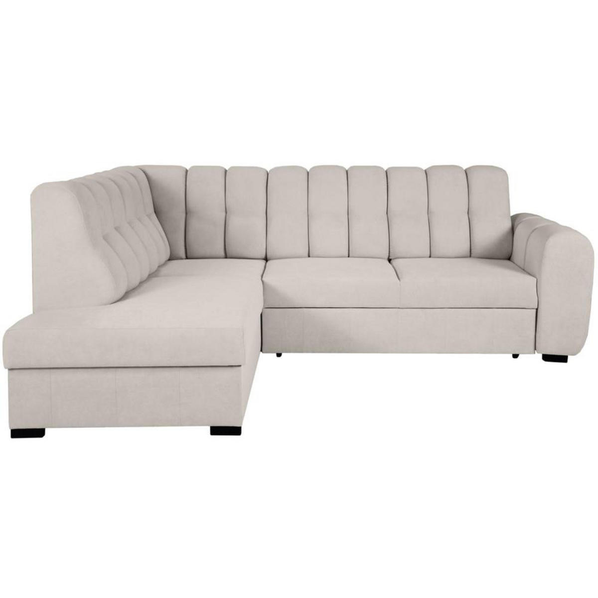 ECKSCHLAFSOFA Zoja links beige - Beige/Schwarz, Textil (261/193cm) - Beautysofa