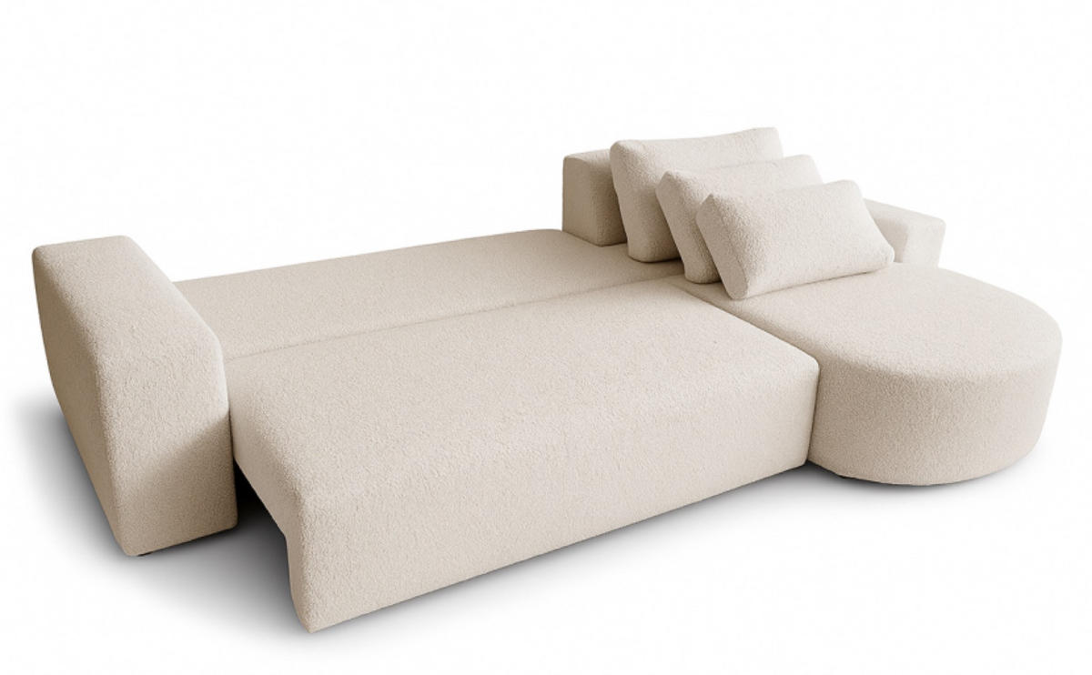 ECKSOFA Beige Vello Mit Schlaffunktion Links Boucle Catch Me - Beige, Textil (2270/165cm) - Sepro Meble