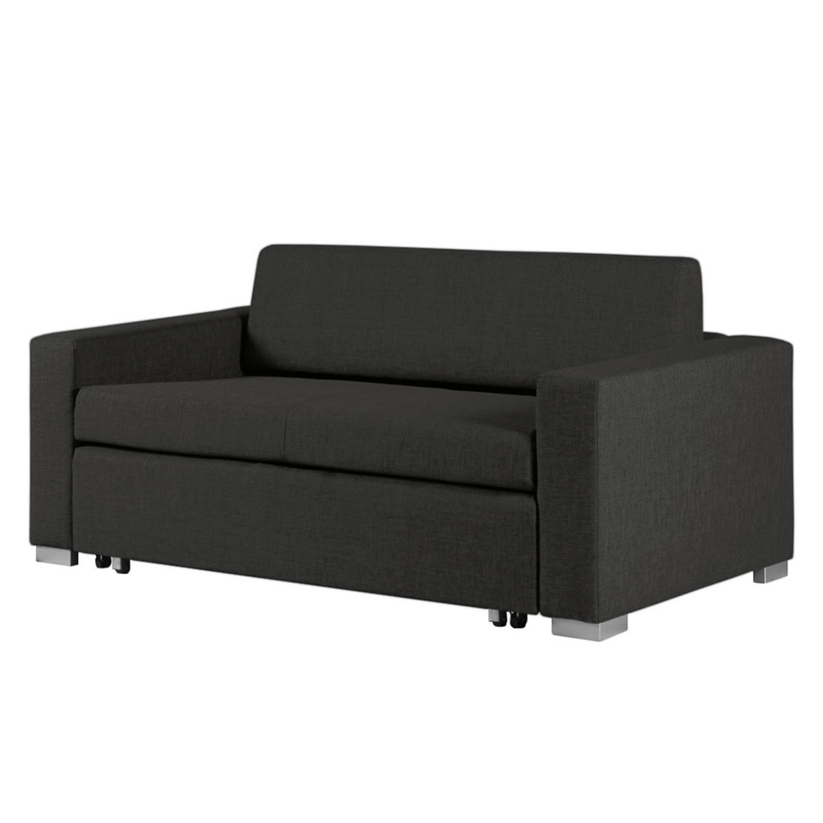 SCHLAFSOFA - Silberfarben/Schwarz, Textil (153/90/90cm) - home24