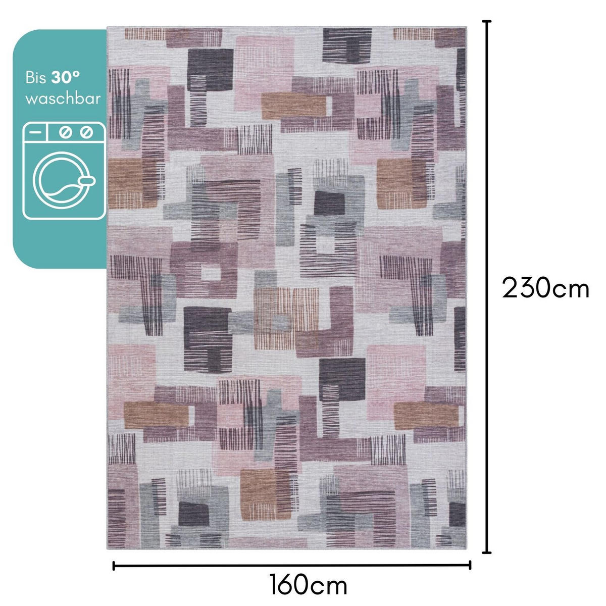 TEPPICH Mira Altrosa,Cognac,Anthrazit 160/230 cm - Altrosa, Textil (160/230cm) - My-Rug