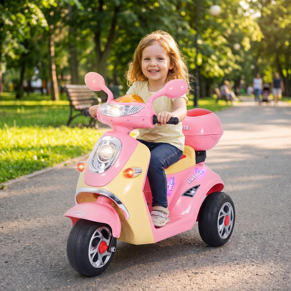 ELEKTRO Kindermotorrad Elektromotorrad Elektroauto Kinderfahrzeug Dreirad 3 km/h - Rosa, Kunststoff (108/51/75cm) - HOMCOM