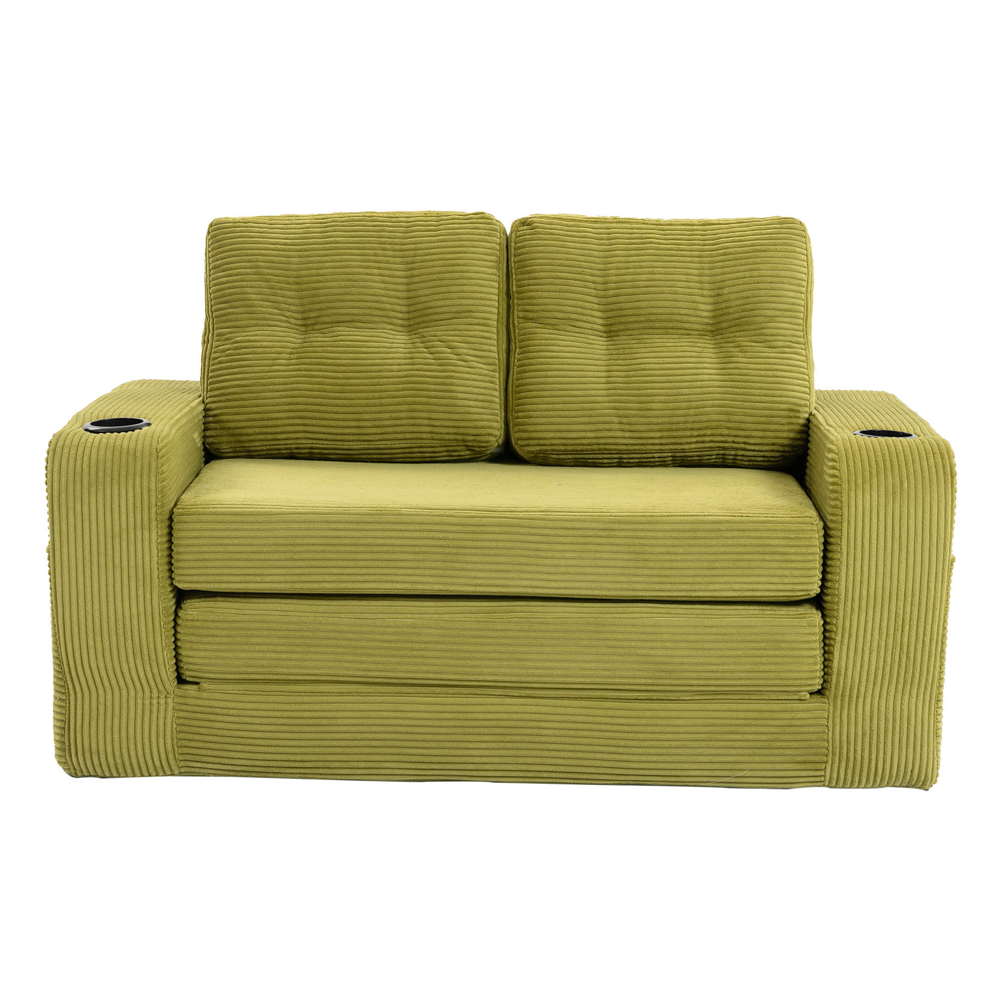 SCHLAFSOFA in Olive Cord mit Getränkehalter und Seitentaschen - Olivgrün, Textil (136/82.5/80cm) - Oxeza