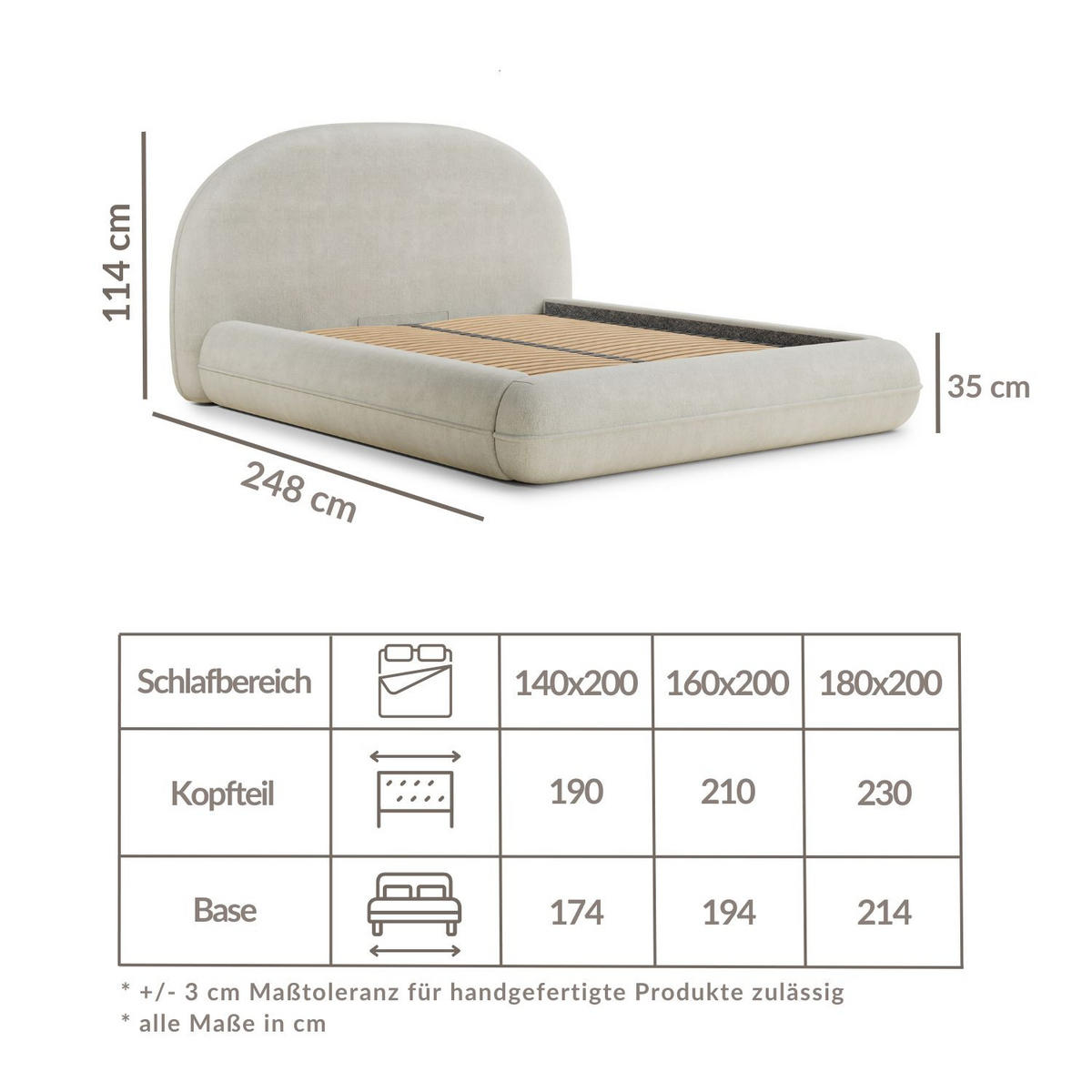 POLSTERBETT Koji Grau 140/200 cm im Chenille-Stoff - Schwarz/Naturfarben, Holz/Holzwerkstoff (140/200cm) - Maison de Reve