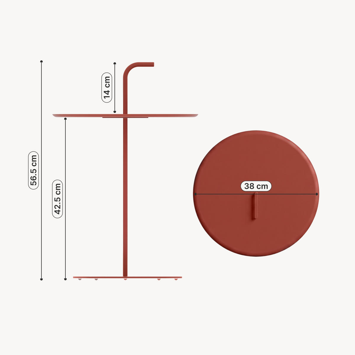 BALKONTISCH Calimera - Terracotta, Metall (38/38/56.5cm) - casa.pro