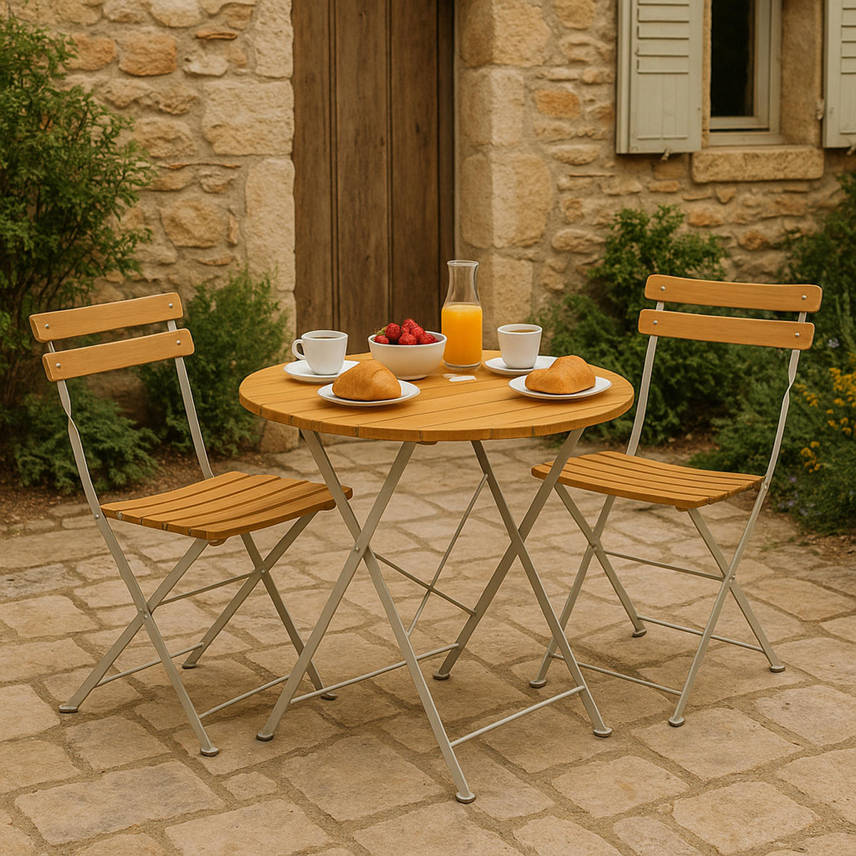 KLAPPTISCH Bad Belzig aus Robinienholz 77 cm rund, Stahlgestell Verzinkt - Braun, Holz (77/77/72cm) - TPFGarden
