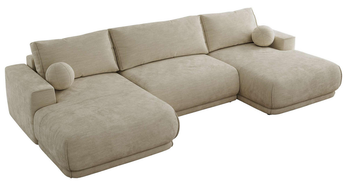 SEDACIA SÚPRAVA RINA U Béžová Hladký ženil - čierna/béžová, textil/plast (360/85/170cm) - MKS