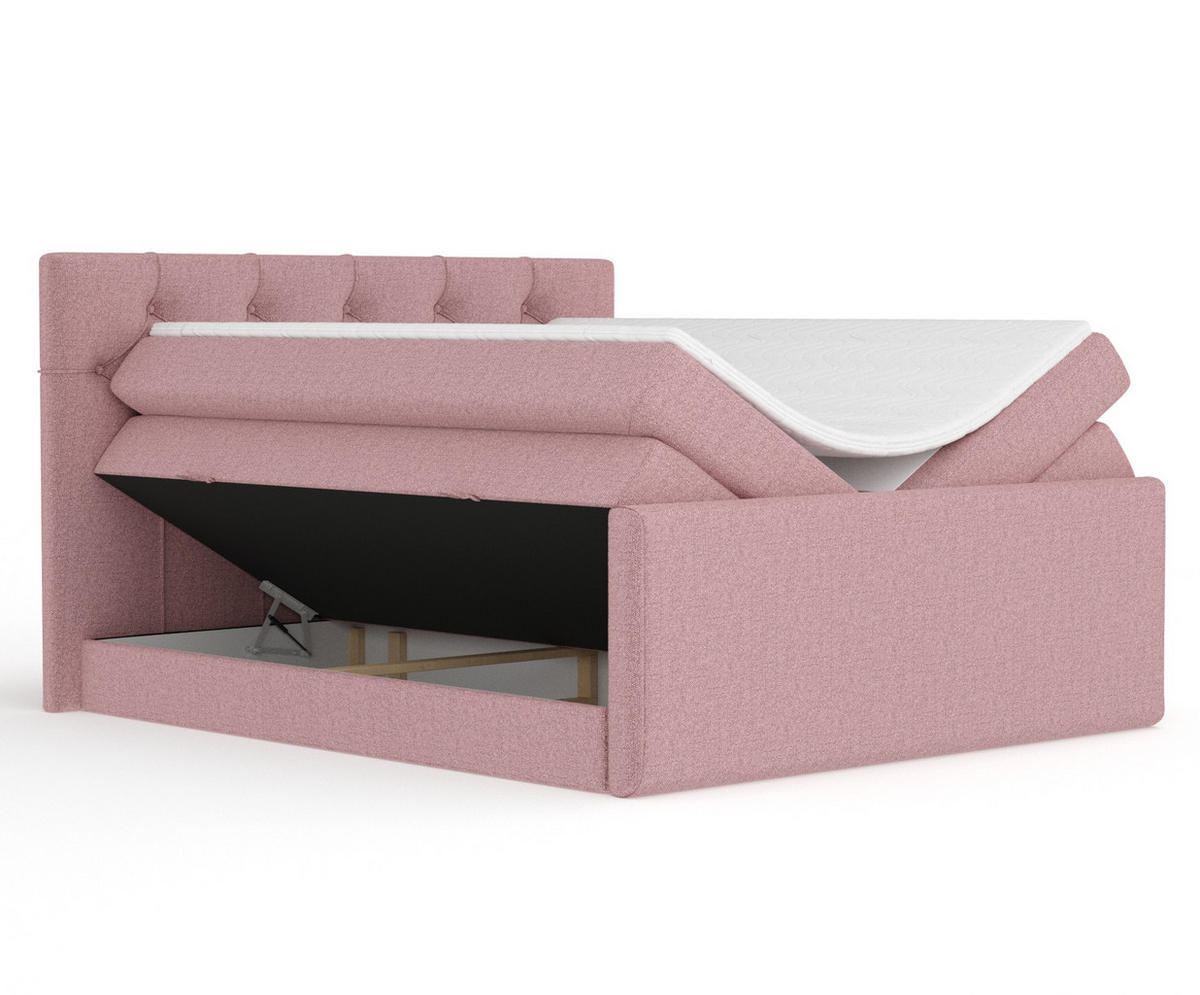 BOXSPRINGBETT Hugo Rosa 160/200 cm - Schwarz/Rosa, Holz/Holzwerkstoff (160/200cm) - Maison de Reve