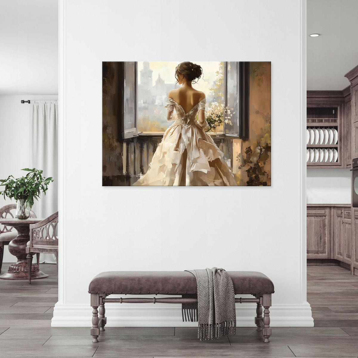 LEINWAND BILDER Frau Aquarell Modern 100x70 - Multicolor, Holzwerkstoff (100/70cm) - Wallarena
