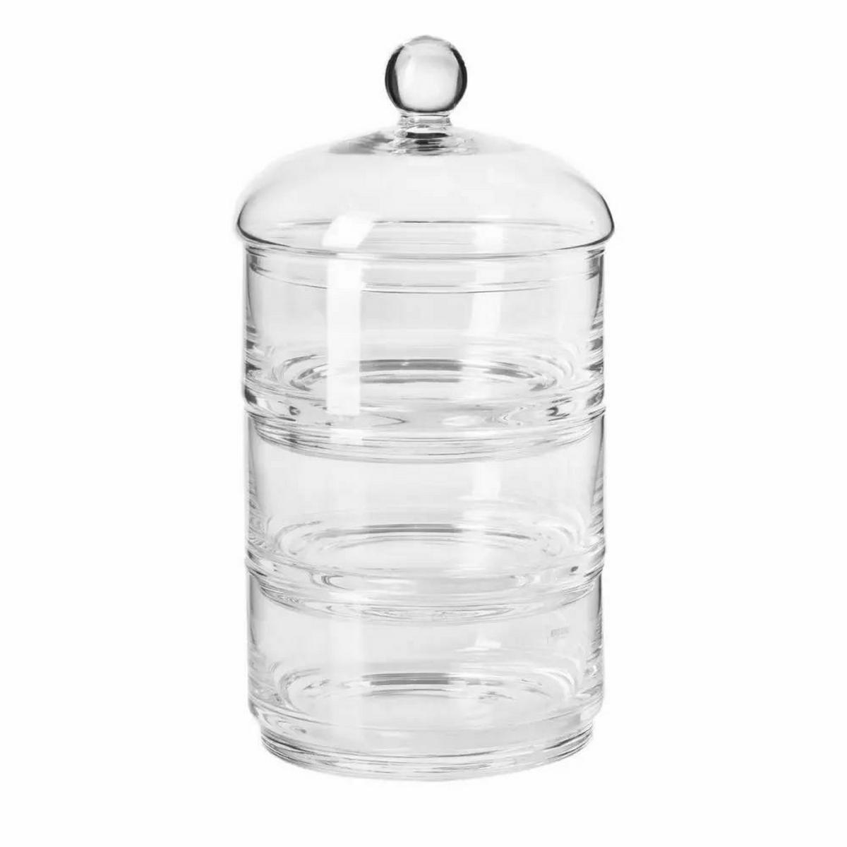GLASBEHÄLTER MIT DECKEL, 3er-Set, Handgemacht - Transparent, Glas (15.4cm) - Krosno Glass