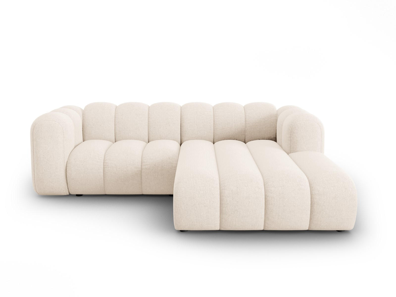 ECKSOFA modular rechts Lupine aus Chenille-Stoff leichtes beige 3 Sitzplätze - Creme, Textil (177/230cm) - Micadoni