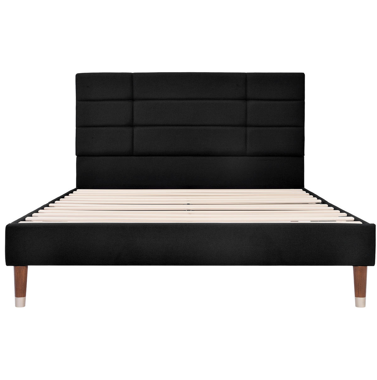 POLSTERBETT aus Massivholz 140x200 cm Schwarz mit Matratze, Lattenrost und Stauraum - Schwarz, Holzwerkstoff (140/200cm) - IVMEU