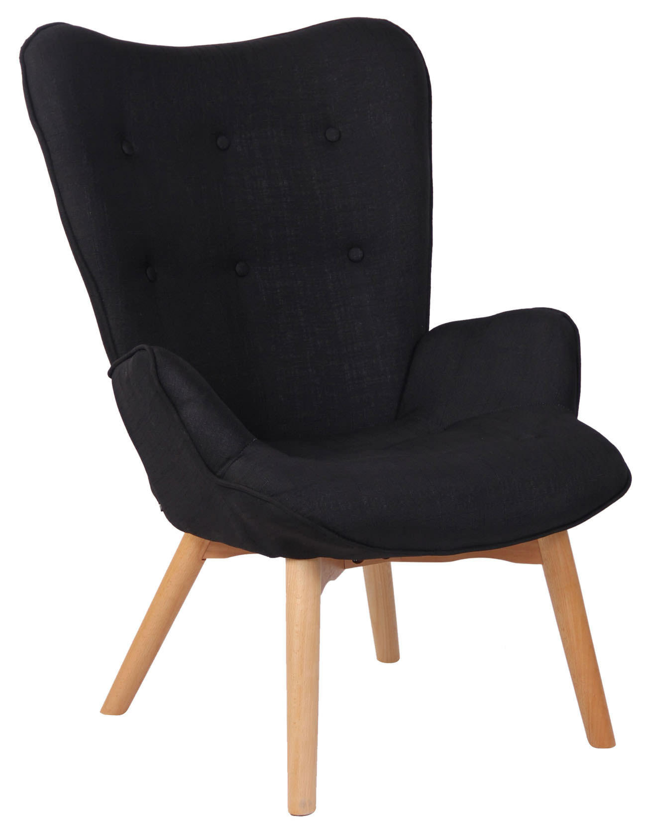 SESSEL Stoff schwarz - Schwarz, Holz/Textil (71/100/77cm) - CLP