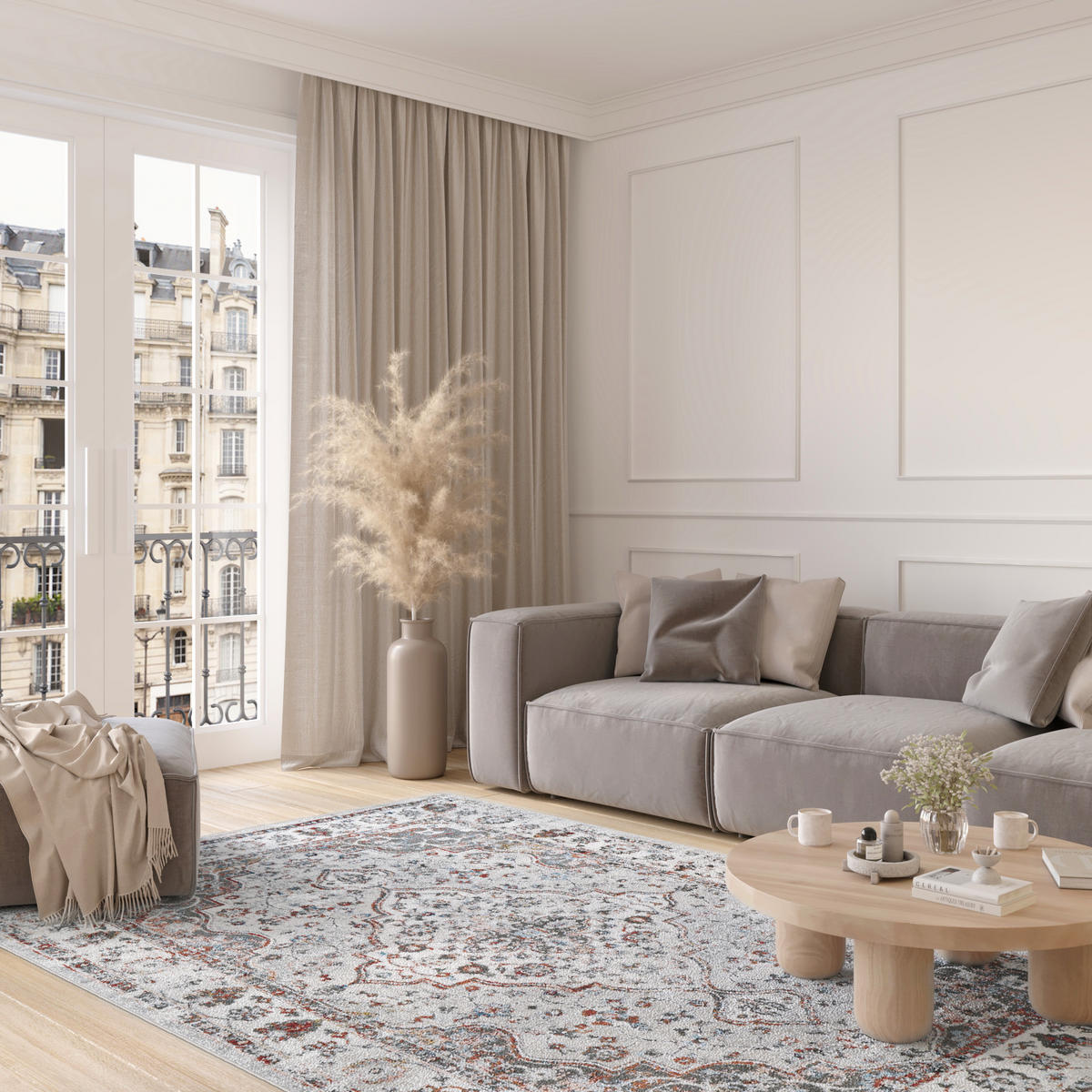 TEPPICH VALLEY Hellgrau Blau 300/400 cm - Blau, Textil (300/400cm) - Tapiso