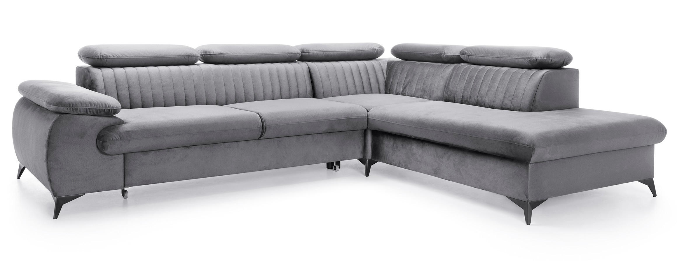 ECKSOFA 275 cm mit verstellbaren Kopfstützen Xanto L, Rechts, Grau - Grau, Holz (221/275cm) - Emporius