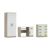KINDERZIMMER-SET INGE V 3-teilig in Weiß+Sonoma/Grün - Weiß/Sonoma Eiche, Holzwerkstoff (270/50/192cm) - Deine Möbel 24