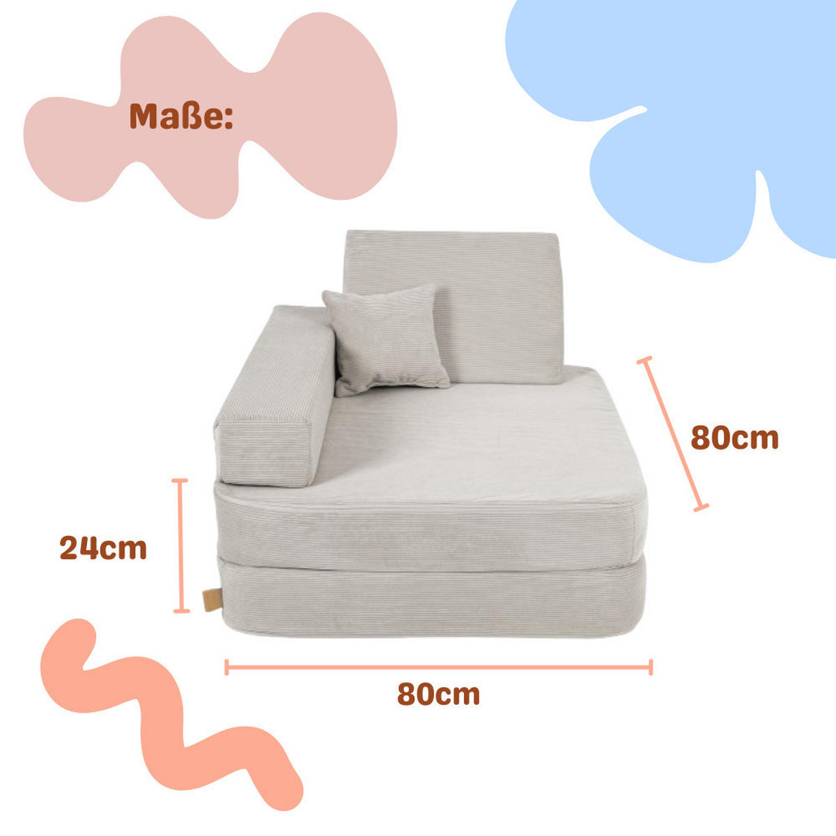 KINDERSESSEL, Angelove, Cordsamt, Grau - Grau, Textil (80/24/80cm)