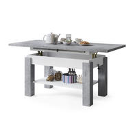 COUCHTISCH rechteckig Beton - Weiß ausziehbar höhenverstellbar - Hellgrau/Weiß, Holzwerkstoff (68/110/59cm) - designimpex