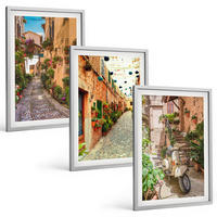 BILDER SET 3er Set - 40x60 cm Silberner Rahmen - Straßen, Blumen, italienisches Flair - Silberfarben, Kunststoff (40/60cm) - TULUP