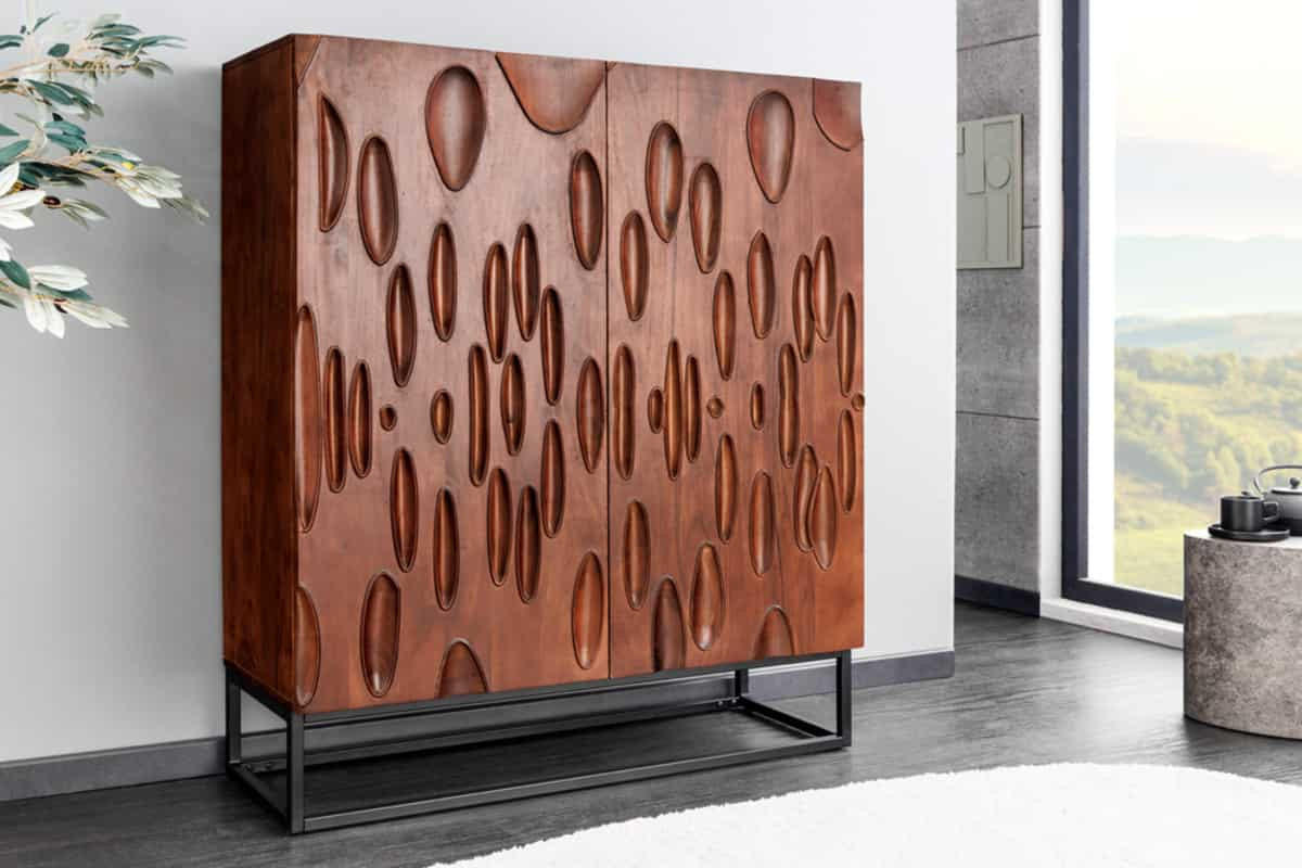 HIGHBOARD DUNE Akazie Braun 120cm - Schwarz/Braun, Holz/Metall (100/120/38cm) - riess-ambiente