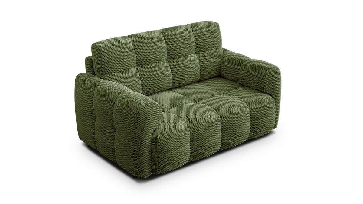 SOFA MELLOW 2-Sitzer, olive - Schwarz/Grün, Holz/Textil (153/87/98cm) - Courtois Laville