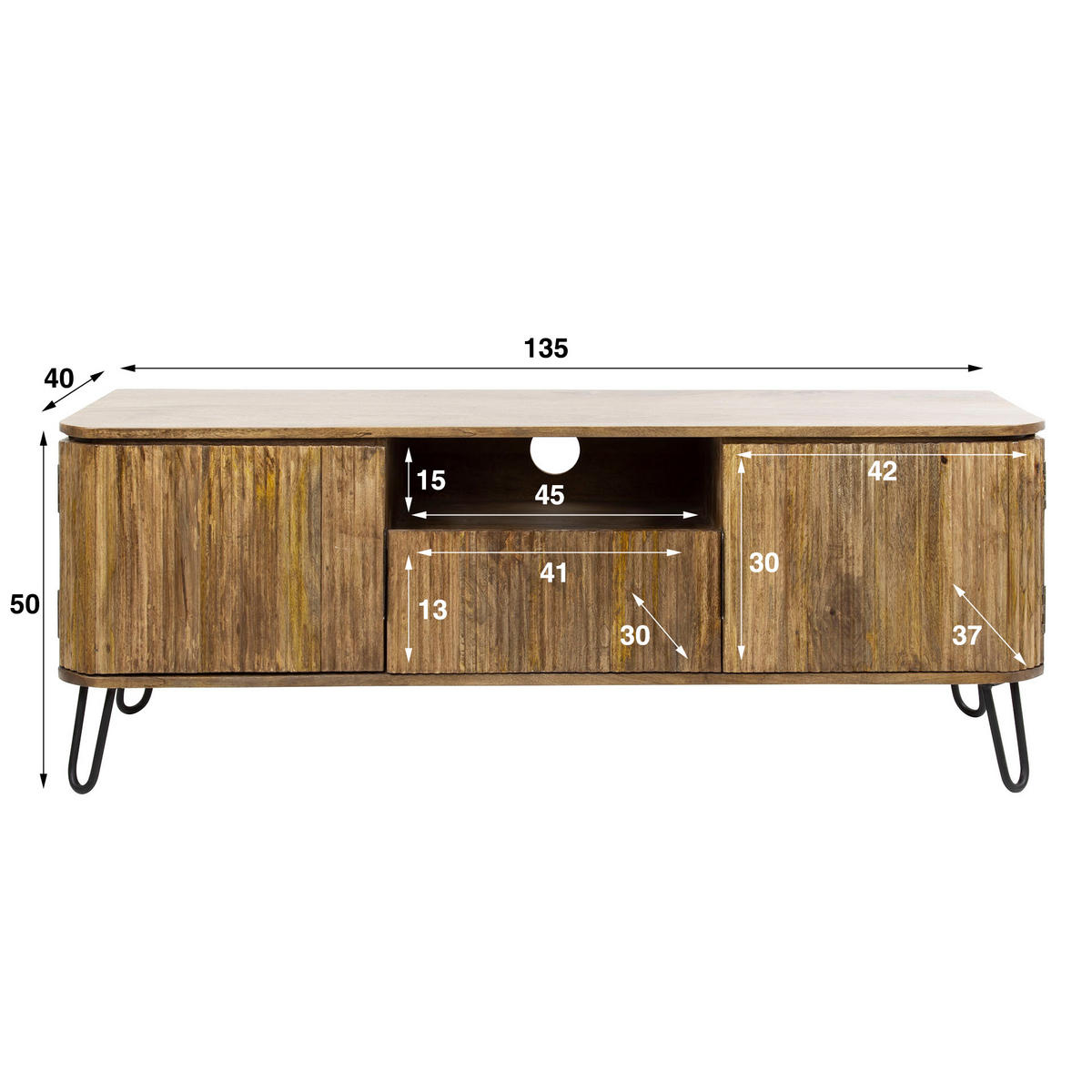 TV-MÖBEL Wave Braun/Schwarz 40/135/50 cm - Braun, Holz (135/50/40cm) - Hoyz Collection