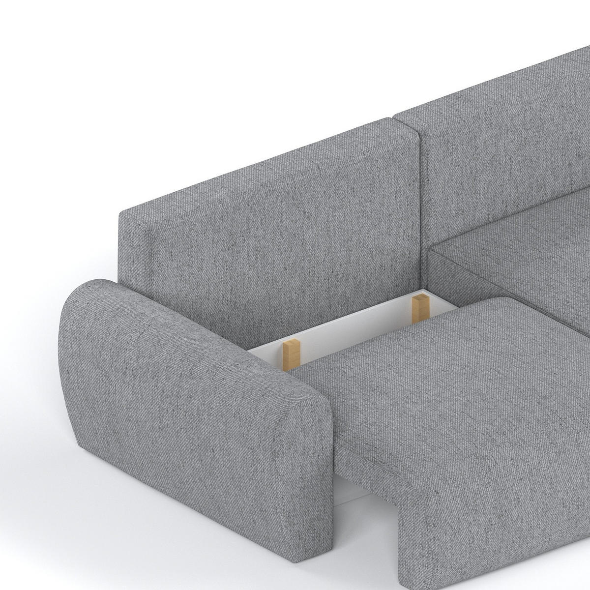 ECKSOFA OMARI mit Schlaffunktion Grau im Neve Stoff - Schwarz/Grau, Holz/Holzwerkstoff (253/153cm) - AltaBeds