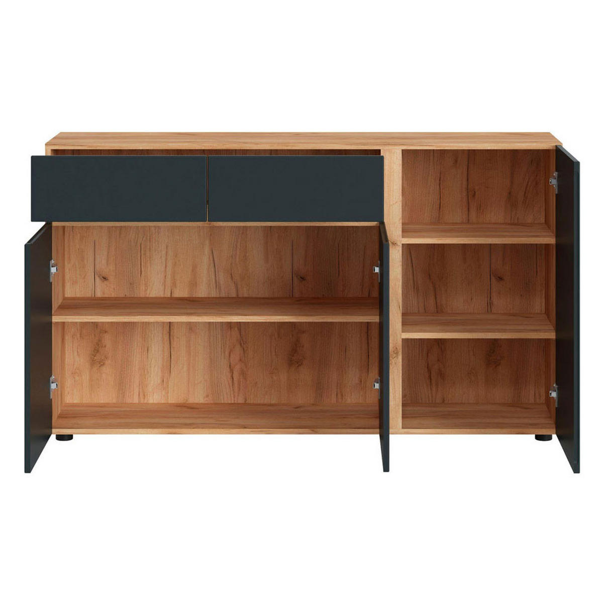 SIDEBOARD Morongo Eiche Kraft Gold / anthrazit 149 / 40 / 86cm - Eichefarben/Anthrazit, Holz/Holzwerkstoff (149/86/40cm) - Feldmann-Wohnen
