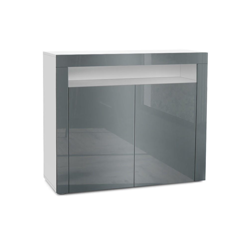 KOMMODE Valencia Grau Hochglanz / Grau Hochglanz - Grau, Holzwerkstoff (108/92/40cm) - Vladon