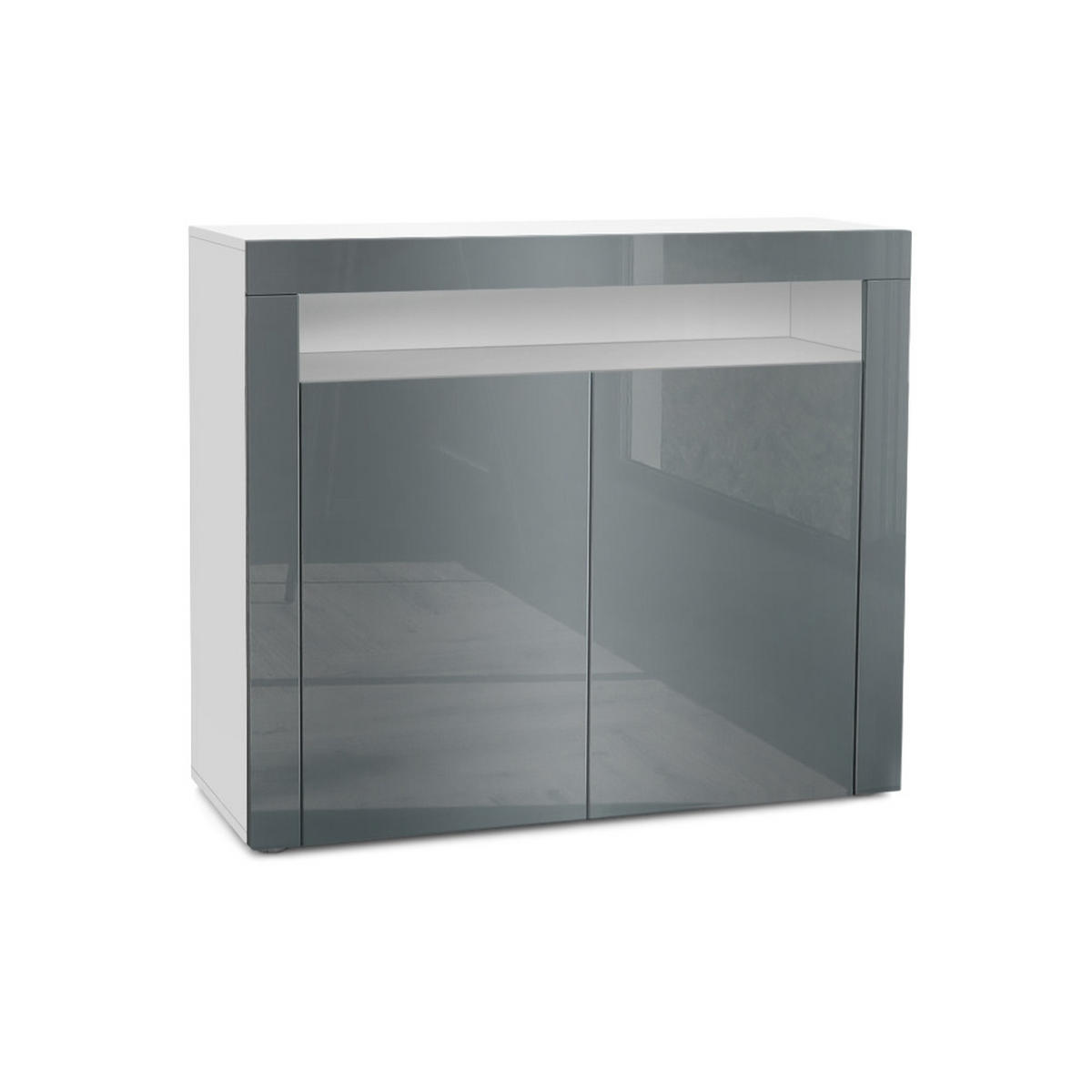 KOMMODE Valencia Grau Hochglanz / Grau Hochglanz - Grau, Holzwerkstoff (108/92/40cm) - Vladon