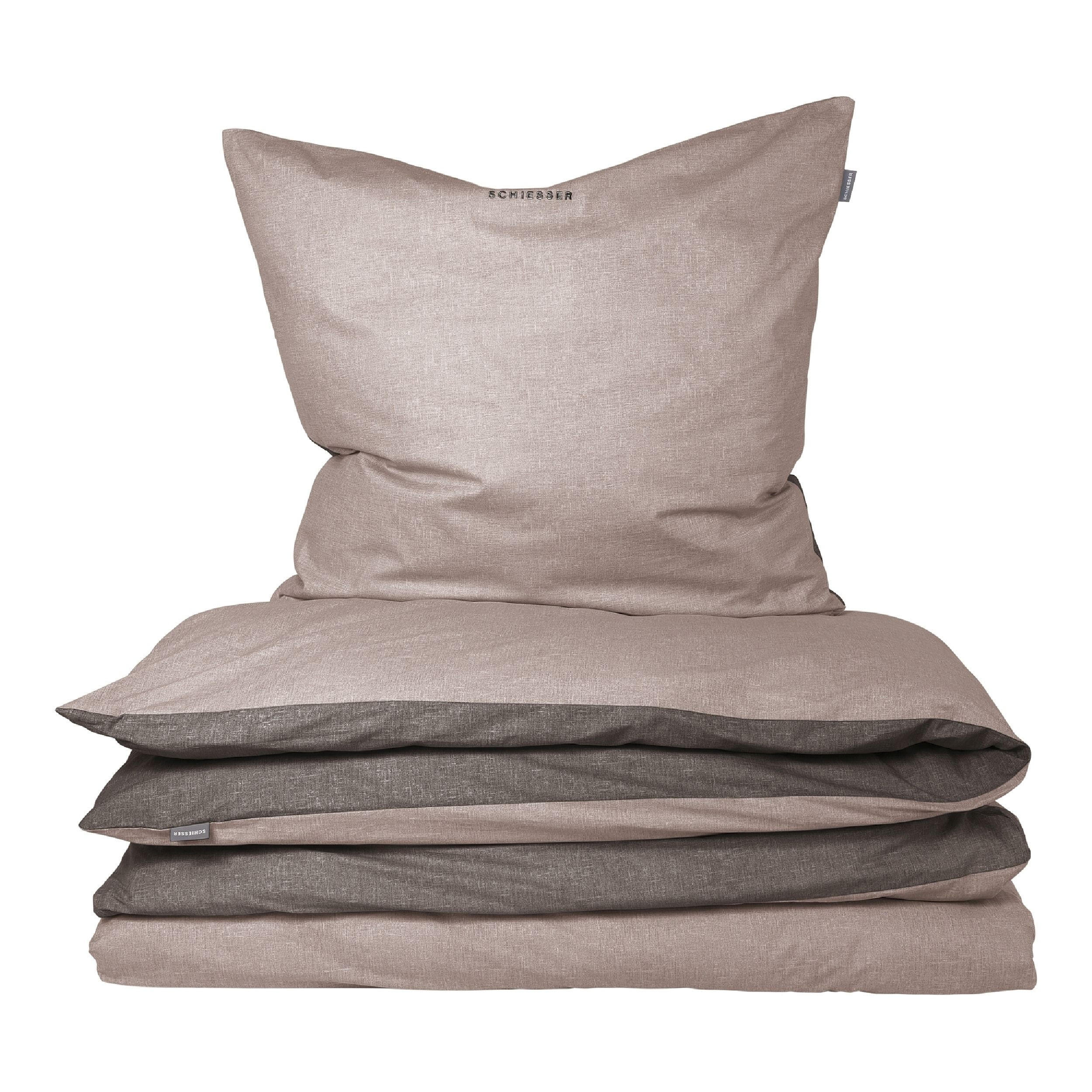 BETTWÄSCHESET Doubleface Renforcé 2-teilig 135x200 cm Taupe-Dunkelgrau - Dunkelgrau, Textil (135/200cm) - SCHIESSER