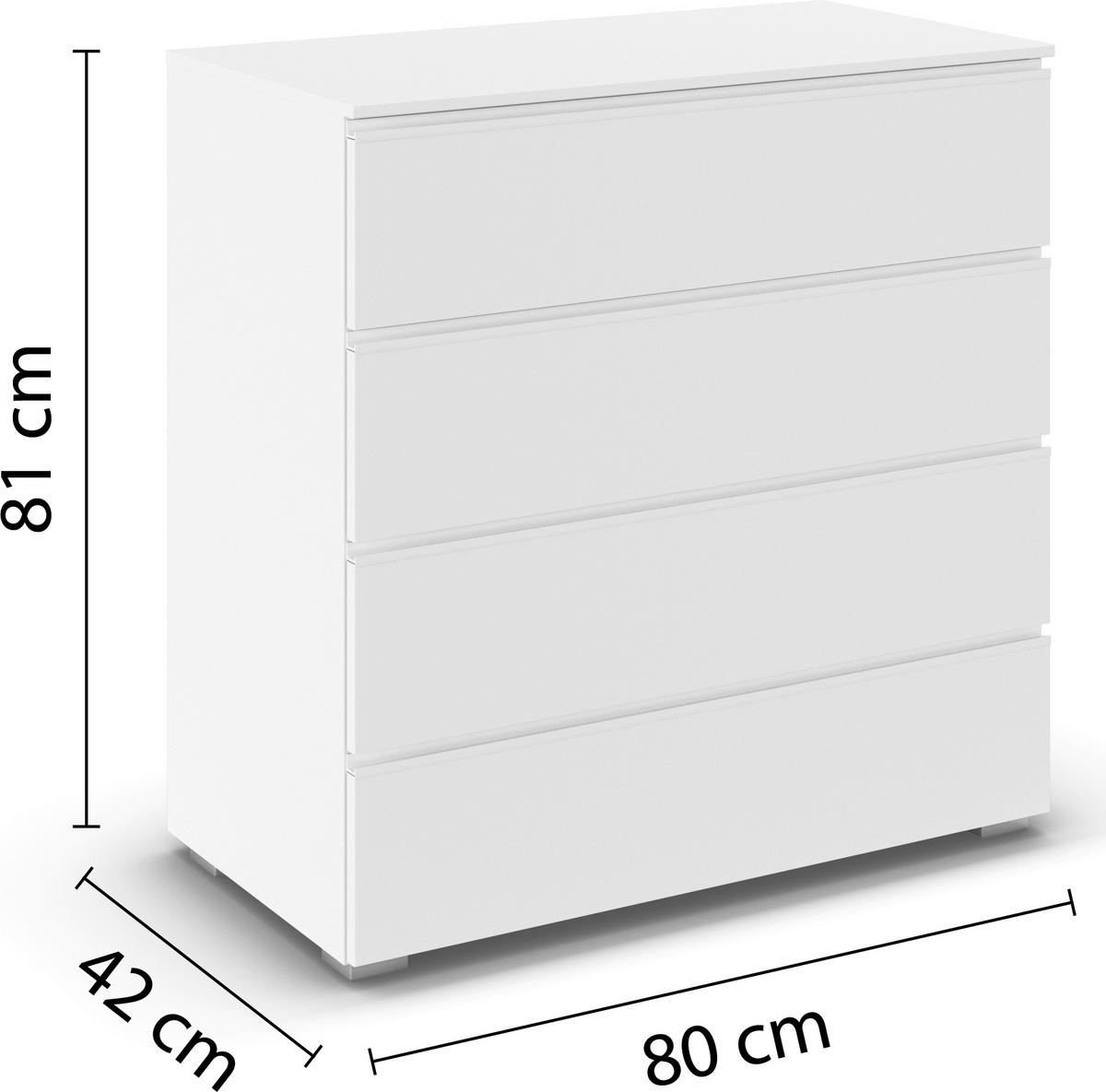 JUGENDZIMMER Joel in Weiß 4 teilig – mit 4türigem Kleiderschrank mit Spiegel, 140er Jugendbett, Nachttisch und Kommode - Weiß, Holzwerkstoff (80/200/120cm)