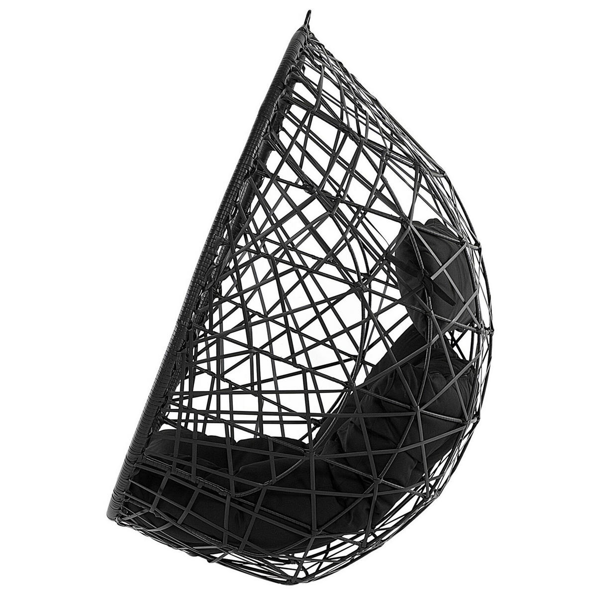 HÄNGESESSEL PE Rattan schwarz 94 cm Alatri - Schwarz, Kunststoff (94/108/96cm) - Beliani