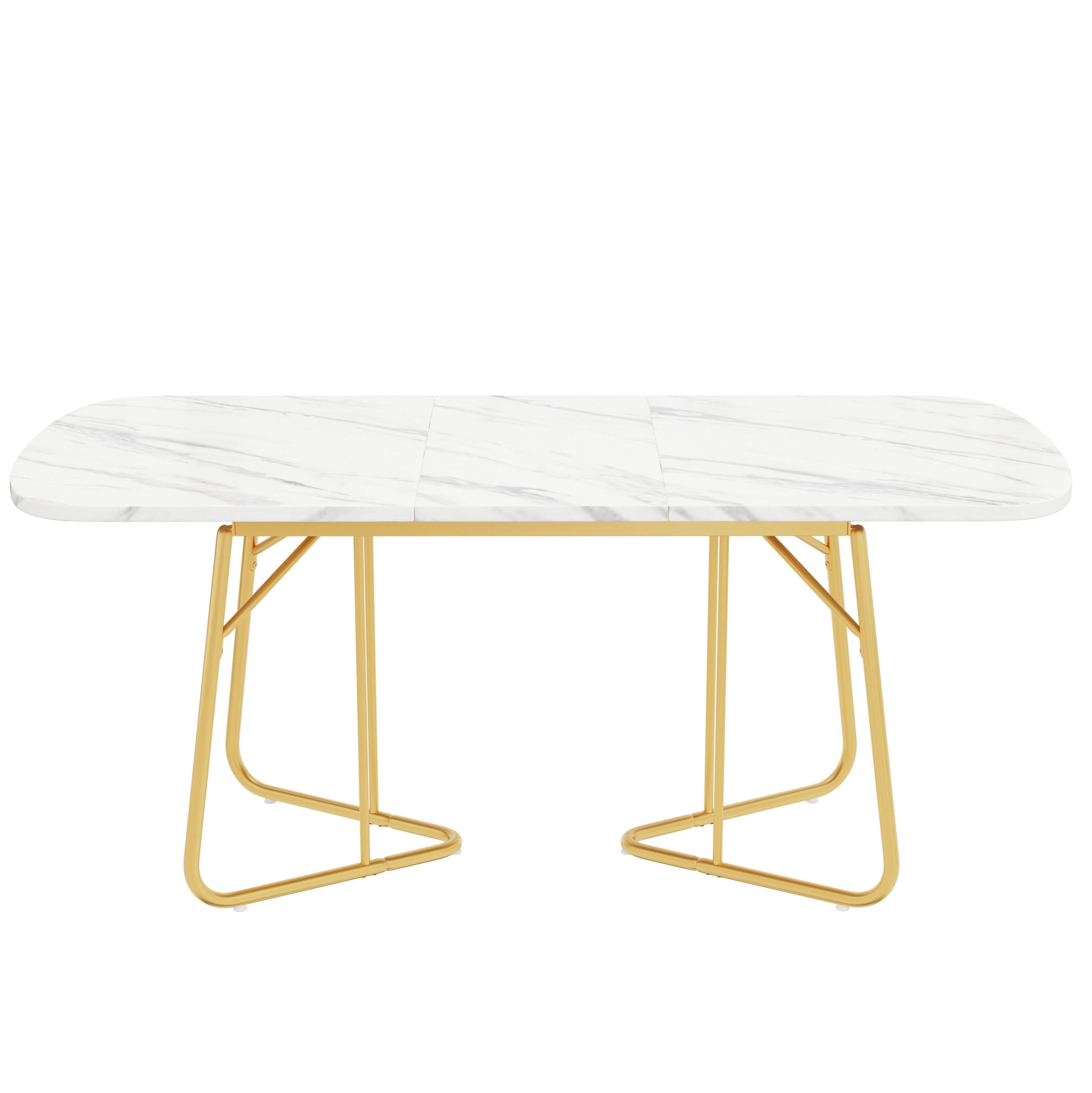 ESSTISCH 140/180/80 cm in Weiß mit Marmoroptik und goldfarbenen Metallbeinen - Schieferfarben, Holzwerkstoff (180/80/75cm) - Flora Grace