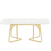 ESSTISCH 140/180/80 cm in Weiß mit Marmoroptik und goldfarbenen Metallbeinen - Schieferfarben, Holzwerkstoff (180/80/75cm) - Flora Grace