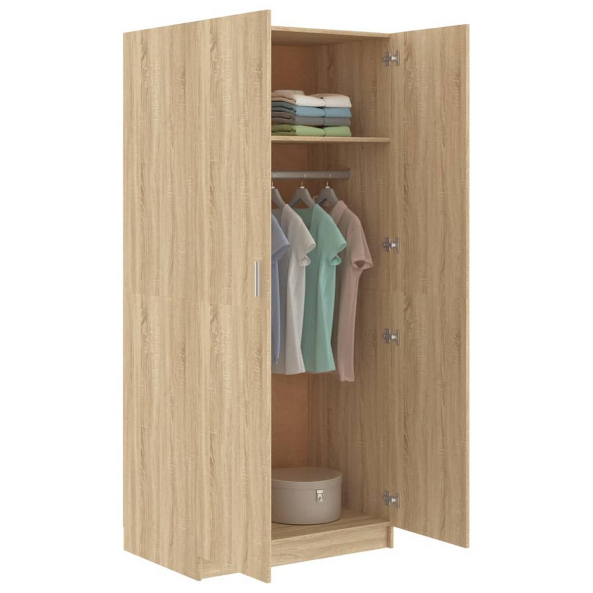 KLEIDERSCHRANK 2-Türig 80/52/180 cm aus Holzwerkstoff Sonoma-Eiche Dekor - Sonoma Eiche, Holz (80/180/52cm) - vidaXL