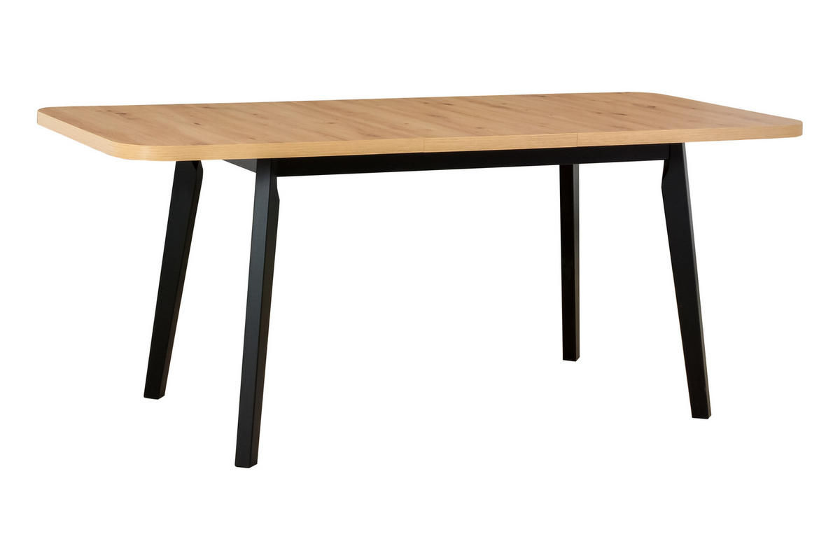 ESSTISCH Oslo 6 - Schwarz/Eiche Artisan, Holz (80/140/75cm) - Leaf Design
