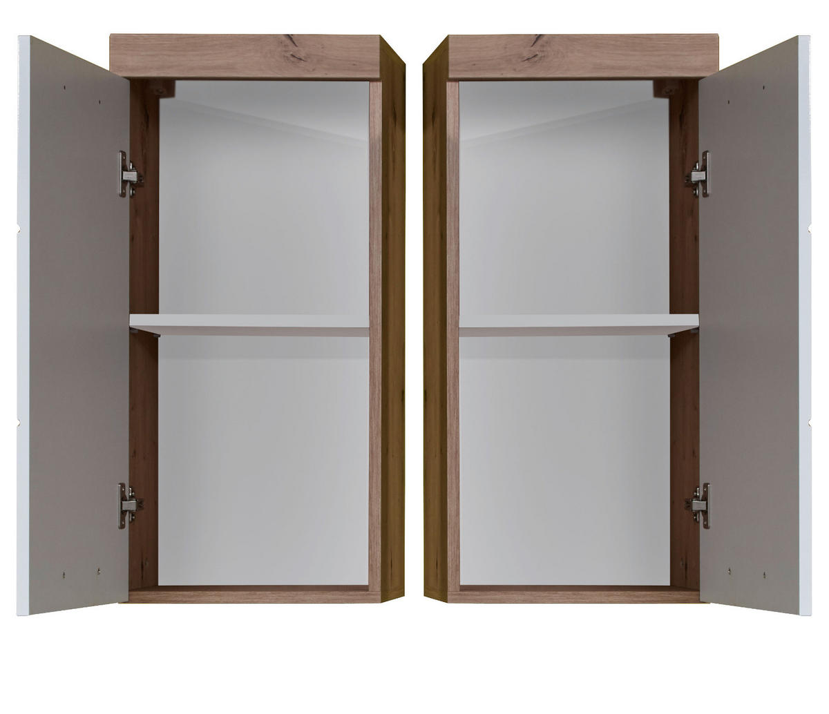 HÄNGESCHRANK weiß Hochglanz, Asteiche 37 x 77 cm, Badschrank hängend - Eichefarben/Weiß, Holzwerkstoff/Kunststoff (37/77/23cm) - Top.Furn