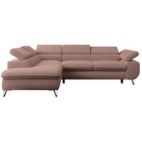 ECKSOFA PETER L Rosa Boucle - Links Seite - Schwarz/Rosa, Textil/Metall (208/273cm) - MKS