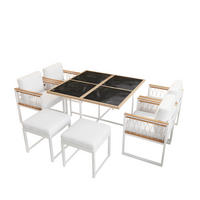 GARTENMÖBELSET 7tlg 6 Personen Glastisch WPC Balkon Terrasse - Multicolor, Metall - FLIEKS