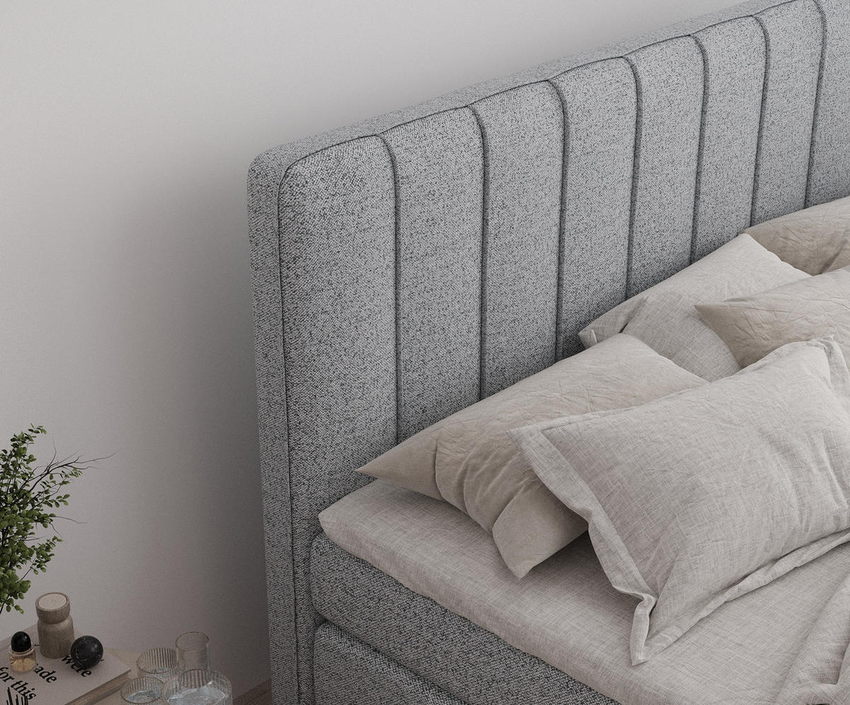 BOXSPRINGBETT Novara Grau 200/200 cm - Schwarz/Grau, Holz/Holzwerkstoff (200/200cm) - Maison de Reve