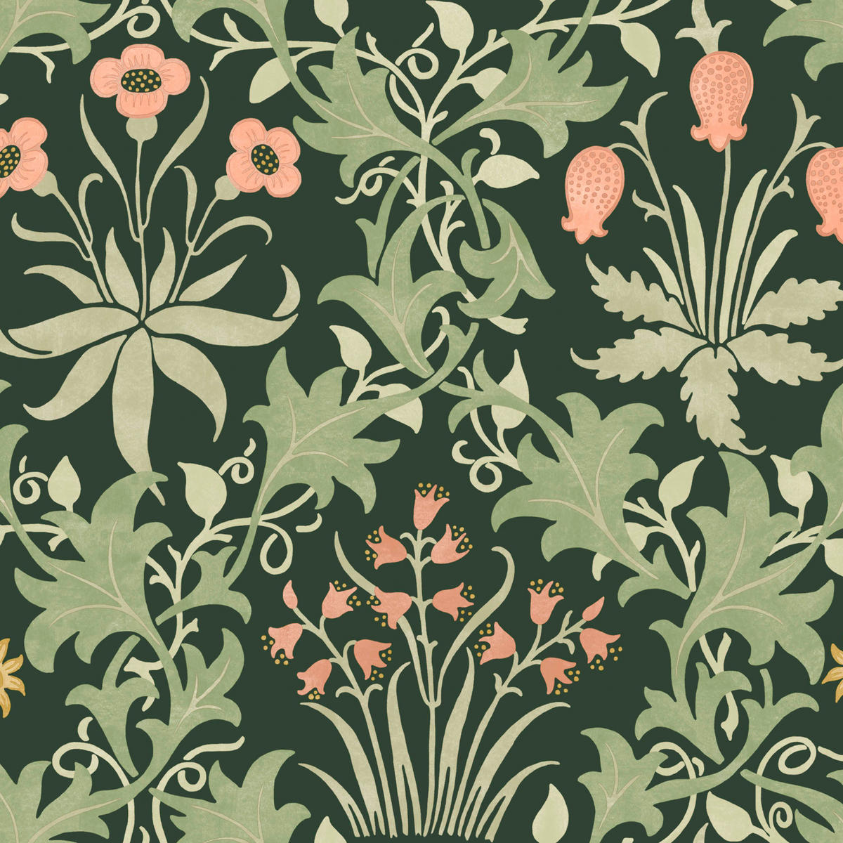 VLIESTAPETE Celandine Schöllkraut 1000x52cm - Grün, Papier/Kunststoff (52/1000cm) - William Morris at Home