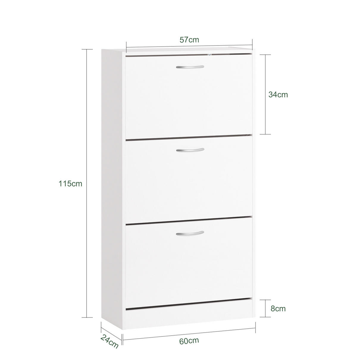 SCHUHSCHRANK Weiß - Weiß, Holzwerkstoff (60/115/24cm) - SoBuy