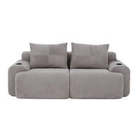2-SITZER SOFA Modulares Mit Getränkehalter & Stauraum - Hellgrau, Textil (200/80/99cm) - Urban Meuble