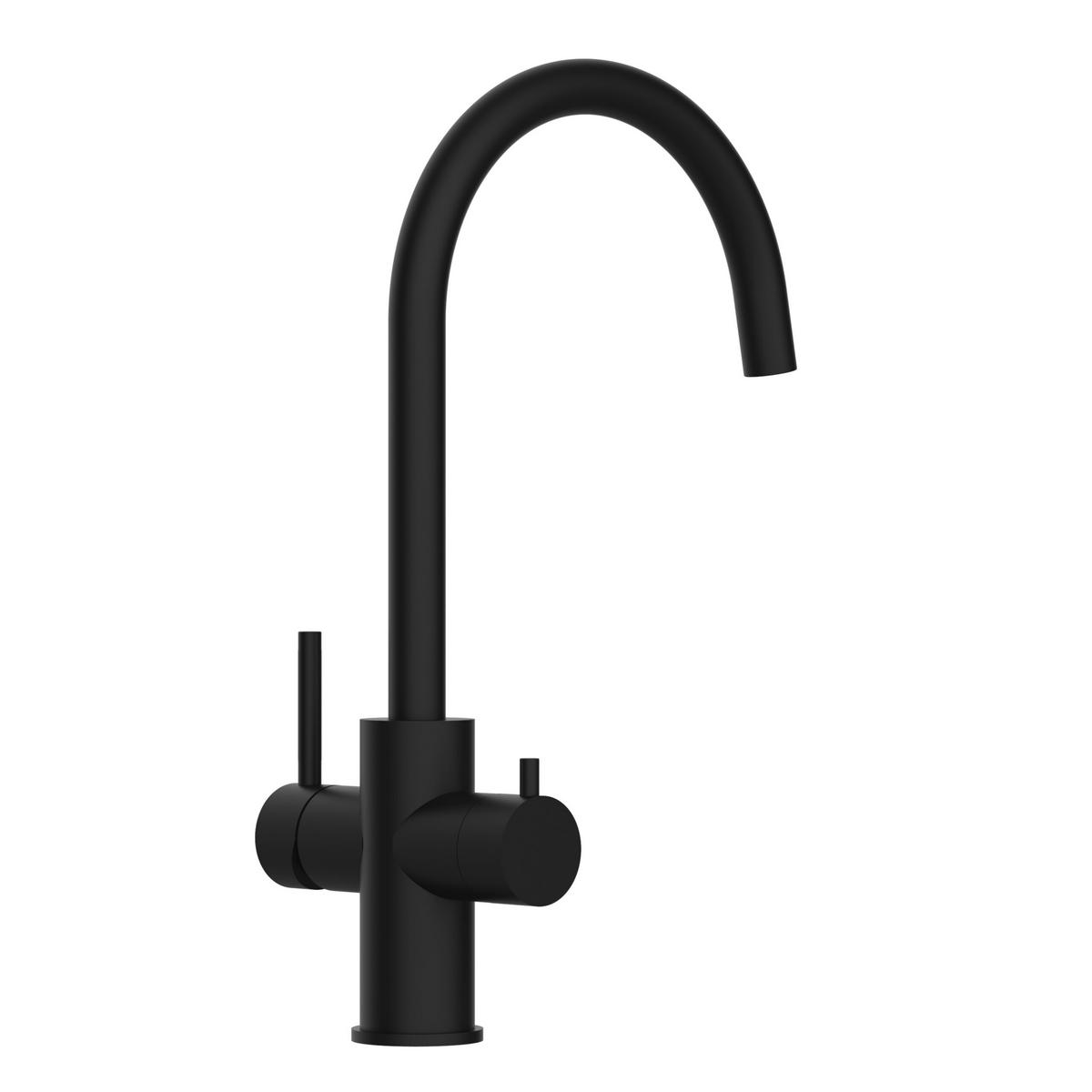 5-WEGE-KÜCHENARMATUR, Edelstahl Massiv aus Chirurgenstahl, PVD Schwarz Matt, 360° schwenkbar - Schwarz, Metall (23/38.6/23cm) - VIZIO