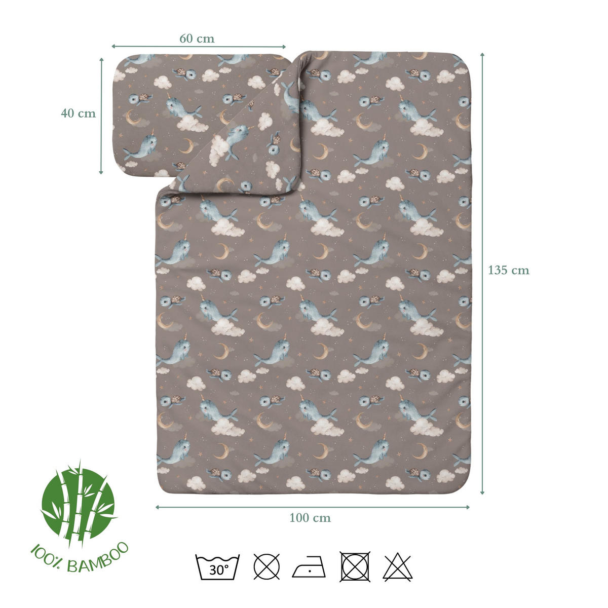 BAMBUSOVA posteljnina za dojenčke Kiti - rjava, tekstil (100/135cm) - waldin