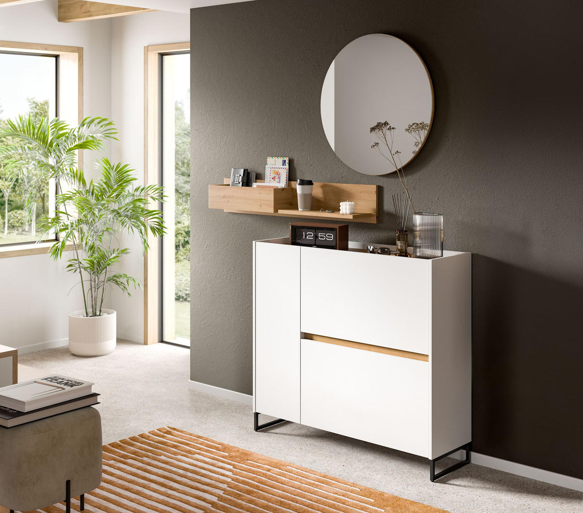 SCHUHKOMMODE DRIVE (B/H/T: ca. 110/94/32 cm) in Weiß/weiß - Weiß, Holzwerkstoff (110/94/32cm)