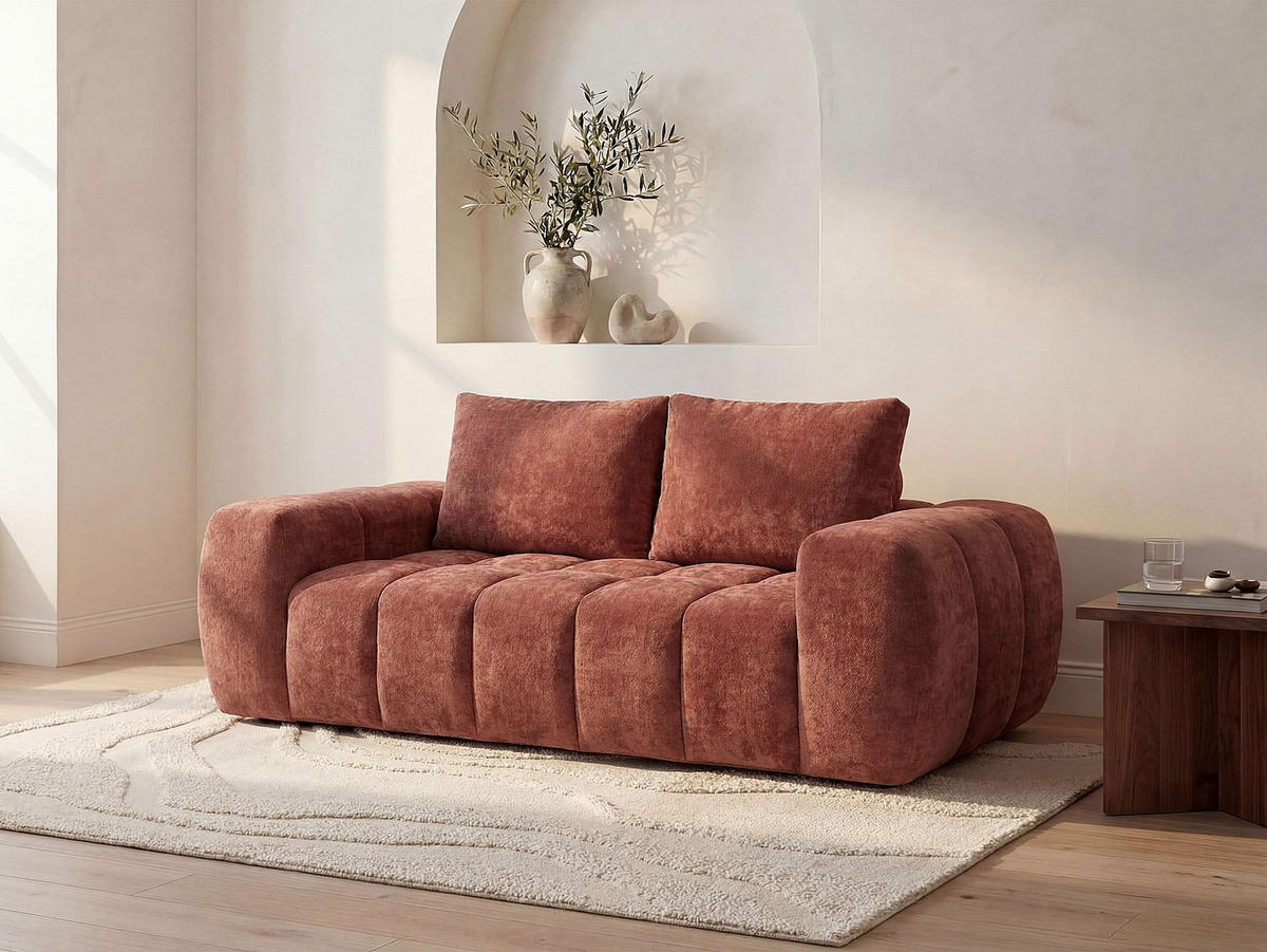 SOFA - 2 Personen - stoff - terracotta Benafo - Terracotta, Textil (190/84/104cm) - Vente-Unique