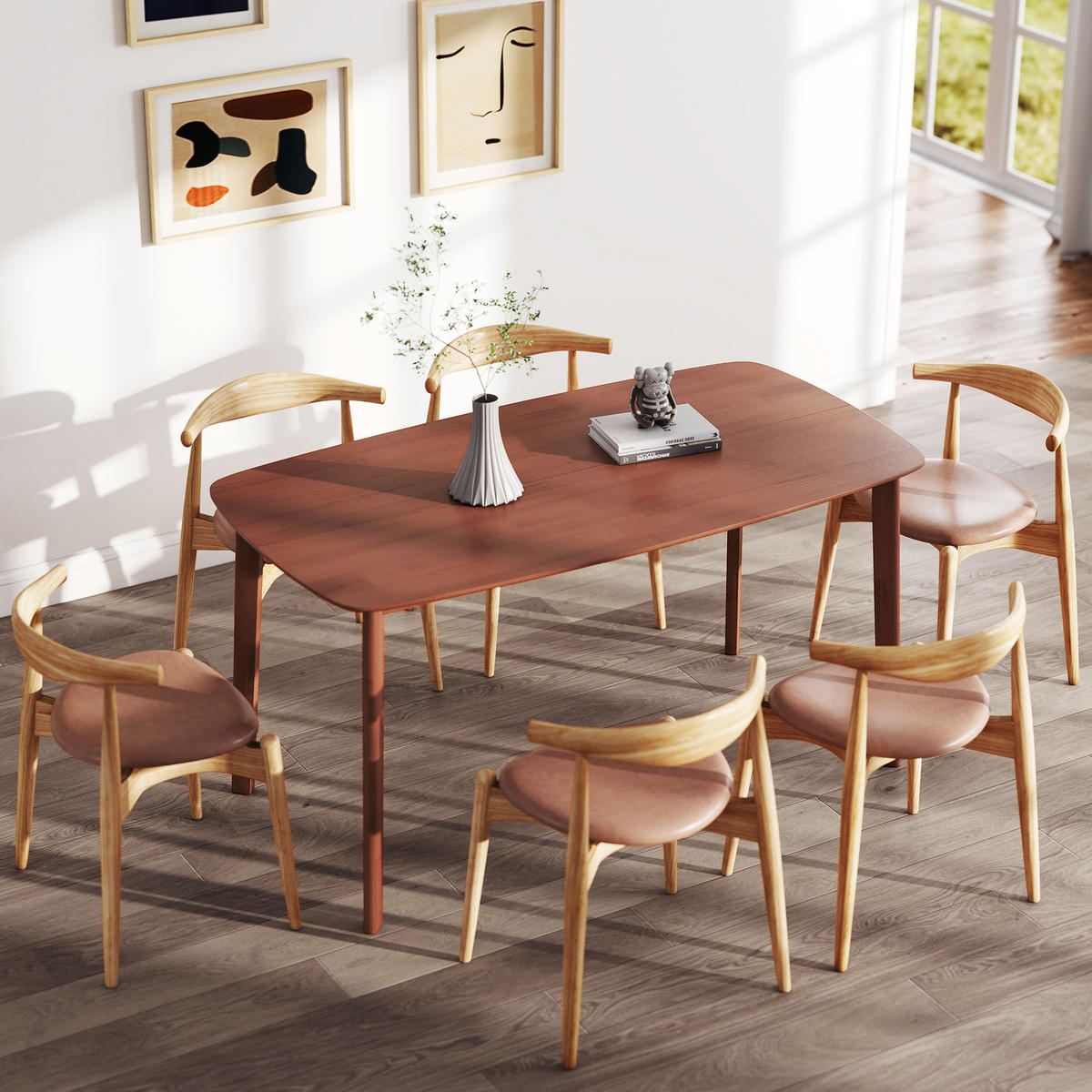 ESSTISCH 150 x 80 cm Küchentisch für 6 Personen im Landhaus-Stil Hellbraun - Hellbraun, Holz (150/80/76cm) - HOMCOM