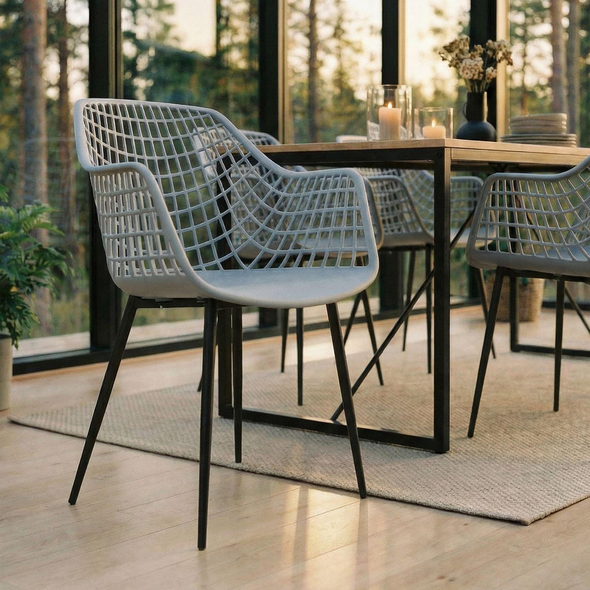 GARTENSTUHL LUCIA 4ER-SET - Hellgrau, Textil (58/85/55cm) - IDIMEX